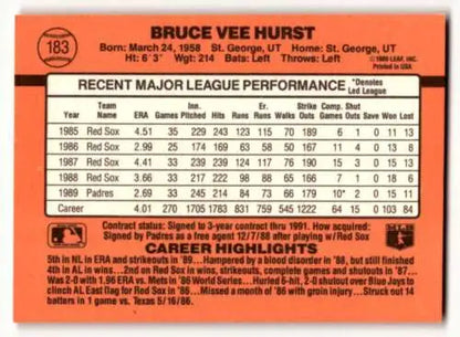 Bruce Hurst San Diego Padres Baseball Card 1990 Donruss original gloss EX/NM