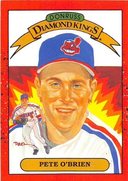 Cleveland Indians 1990 Donruss Pete O’Brien DK VG-EX Baseball Card in red and orange artwork