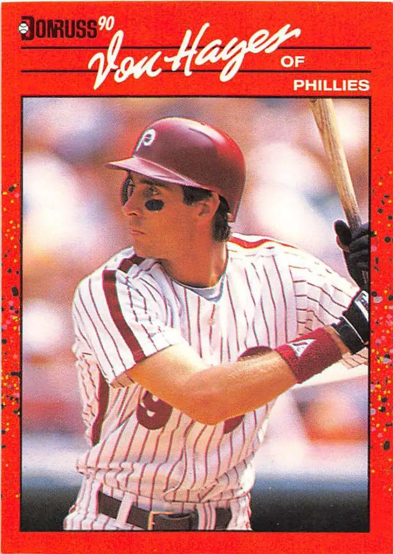 1990 Donruss #278 Von Hayes baseball card for trading cards collectors, Phillies pinstripes