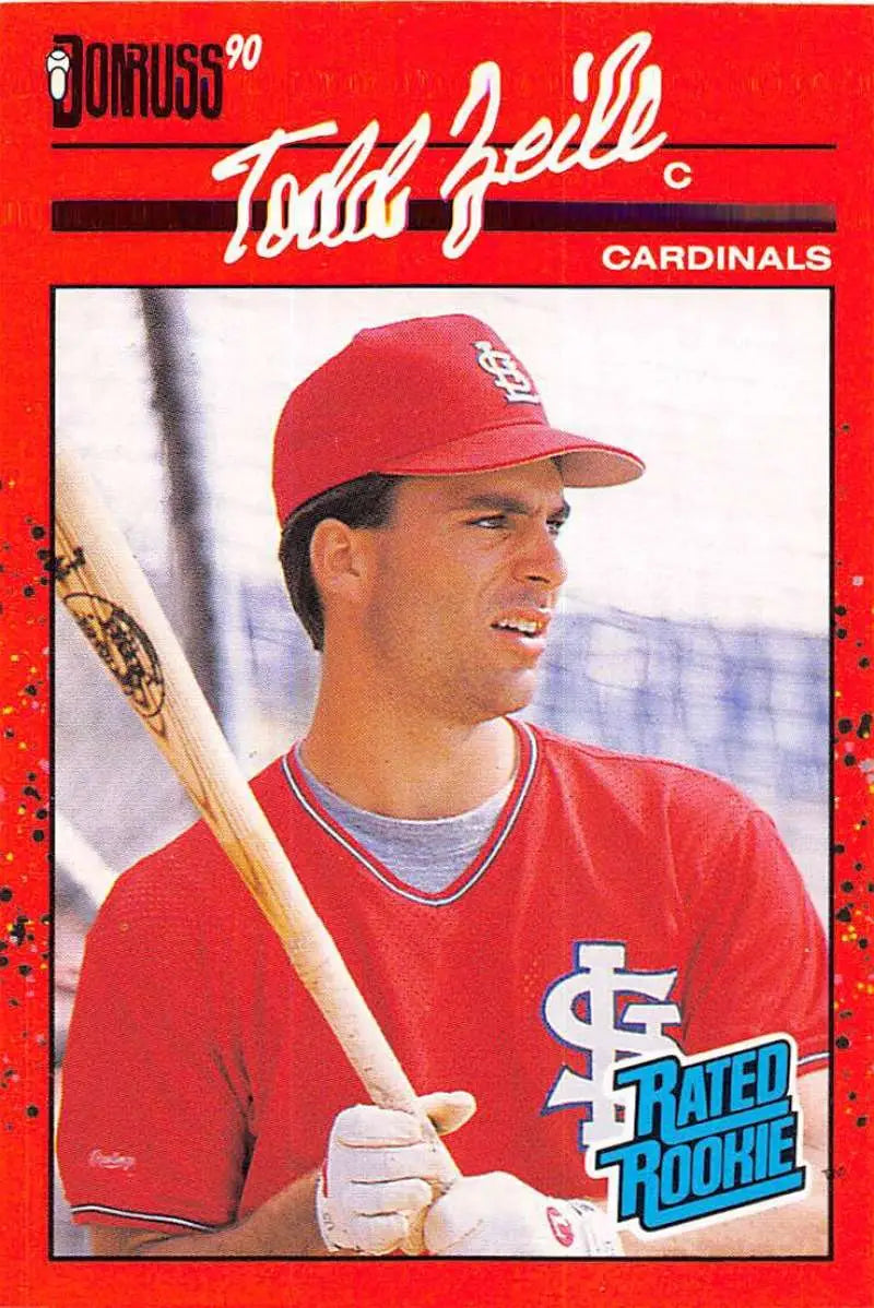 1990 Donruss Todd Zeile baseball card featuring St. Louis Cardinals player with bat