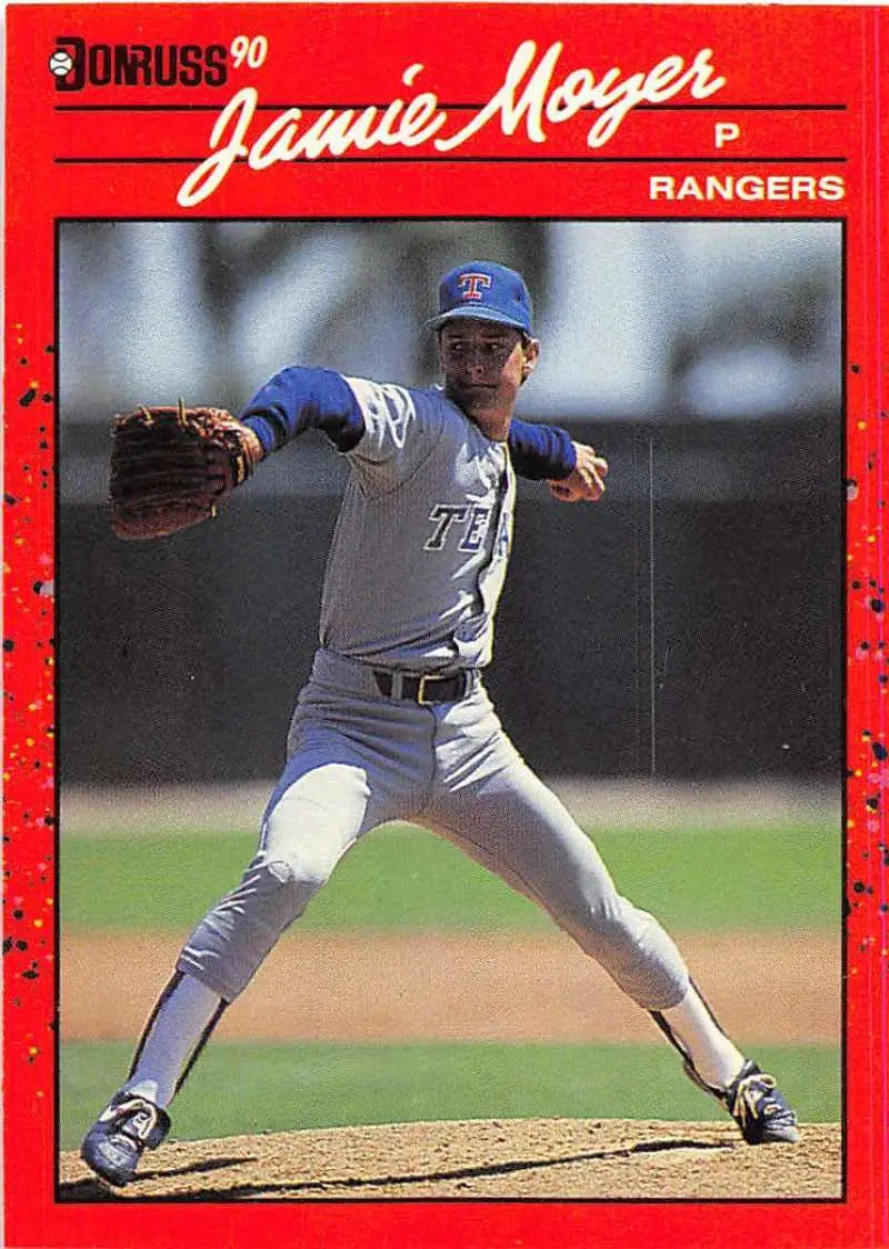 1990 Donruss Jamie Moyer Texas Rangers pitcher baseball card for trading cards collectors