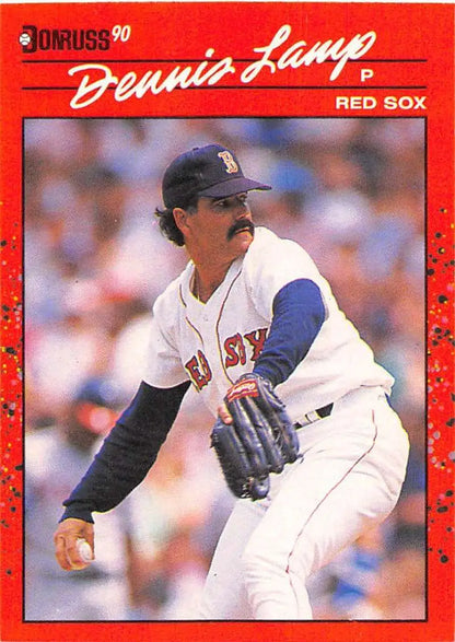 1990 Donruss #423 Dennis Lamp Boston Red Sox Baseball Card in white home uniform