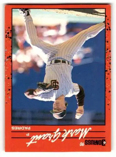 Upside-down 1990 Donruss #441 Mark Grant San Diego Padres Baseball Card with original gloss