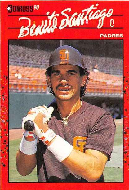 1990 Donruss Benito Santiago baseball card San Diego Padres trading cards collectible