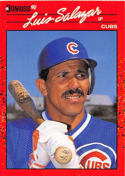 Red-bordered 1990 Donruss Luis Salazar Baseball Card for Chicago Cubs trading cards