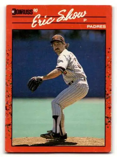 1990 Donruss Eric Show Baseball Card with original gloss, San Diego Padres collectible