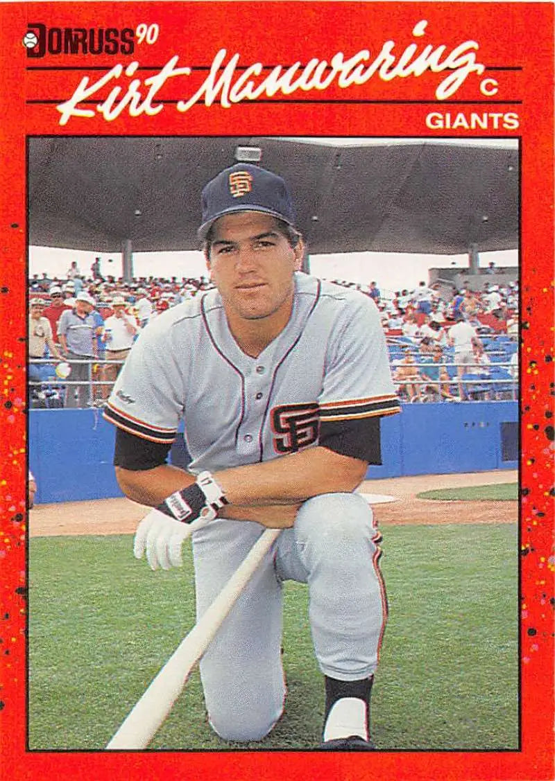 1990 Donruss #59 Kirt Manwaring San Francisco Giants Baseball Card in gray uniform