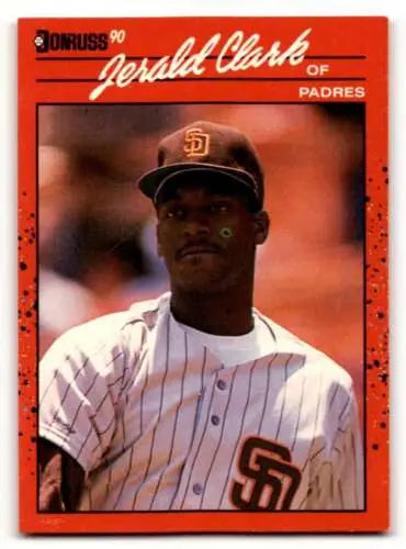 Jerald Clark San Diego Padres baseball card with original gloss from 1990 Donruss