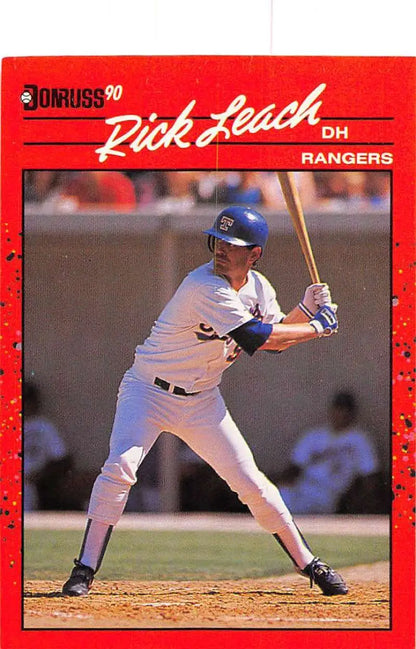 Red 1990 Donruss #613 Rick Leach rookie Texas Rangers baseball card trading cards