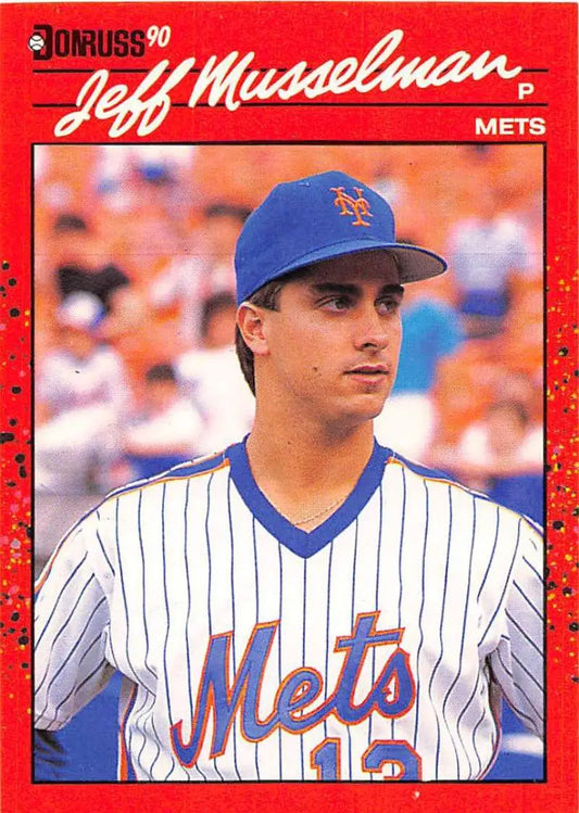 1990 Donruss #623 Jeff Musselman New York Mets baseball card in pinstripe uniform