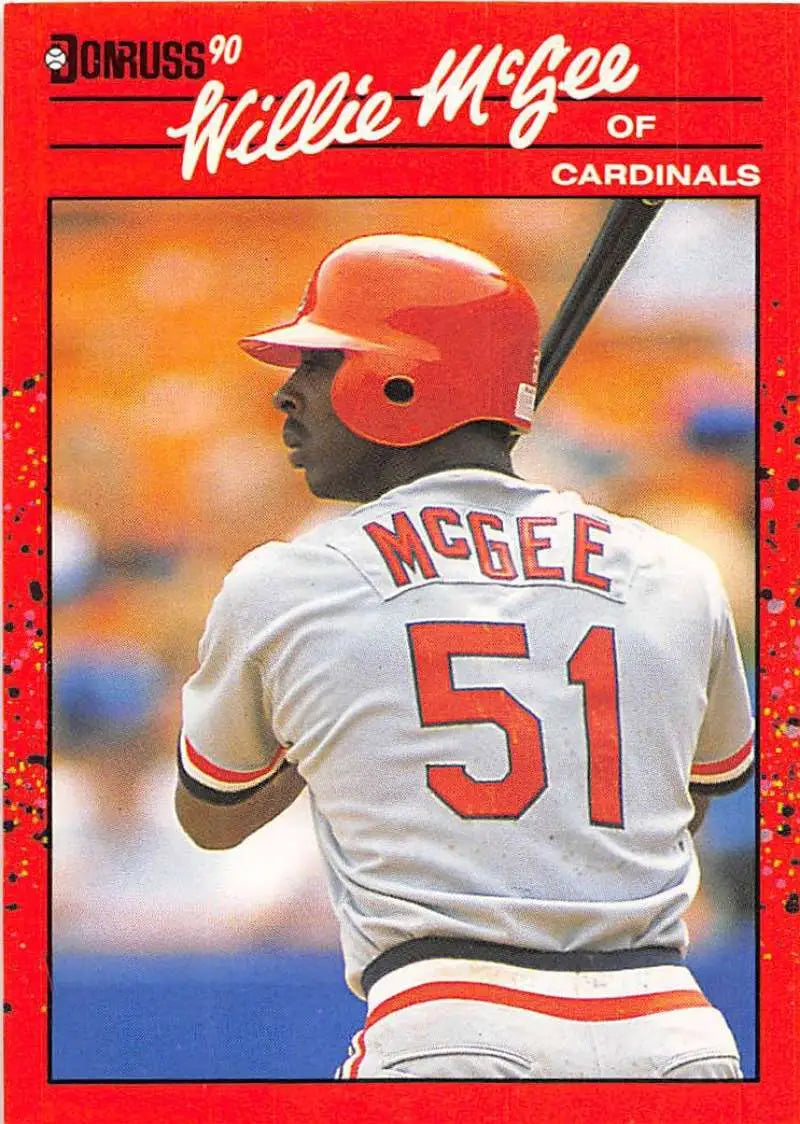 1990 Donruss #632 Willie McGee baseball card featuring St. Louis Cardinals jersey #51