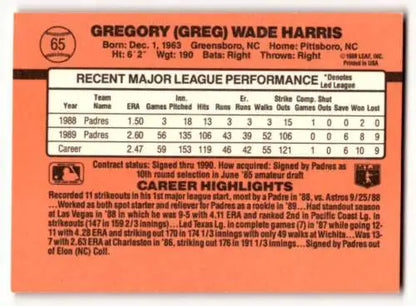 Gregory Wade Harris San Diego Padres baseball card with original gloss from 1990 Donruss