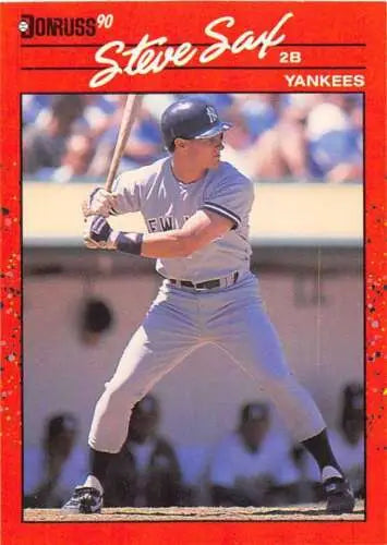 Steve Sax baseball card 1990 Donruss #78 original gloss Yankees NM condition