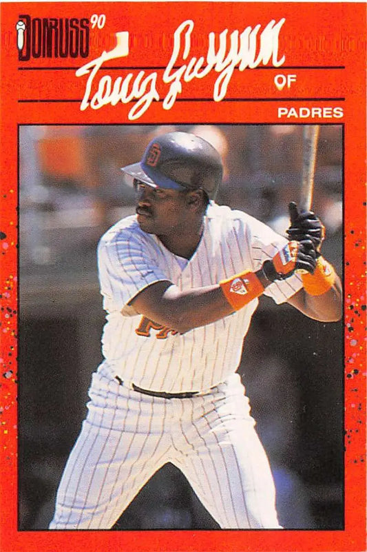 Red-bordered 1990 Donruss Baseball Card of Tony Gwynn, San Diego Padres trading cards