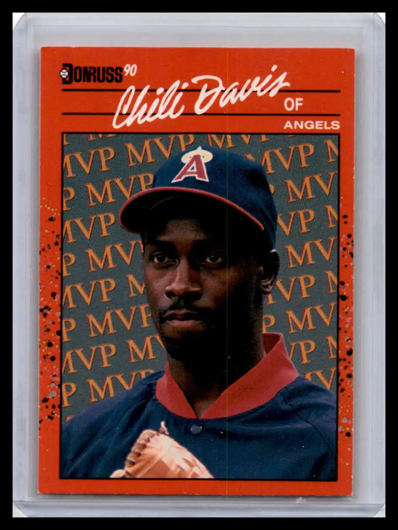 Chili Davis California Angels baseball card from the 1990 Donruss set with MVP background