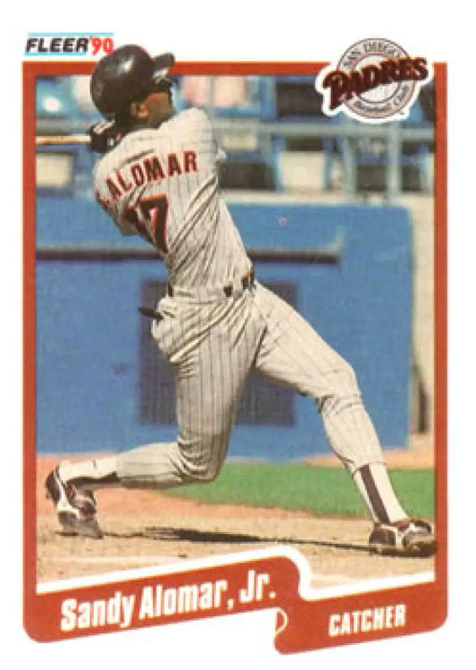 Sandy Alomar Jr. batting on a 1990 Fleer San Diego Padres baseball card