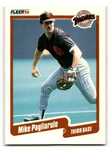 Mike Pagliarulo San Diego Padres baseball card 1990 Fleer original gloss EX/N