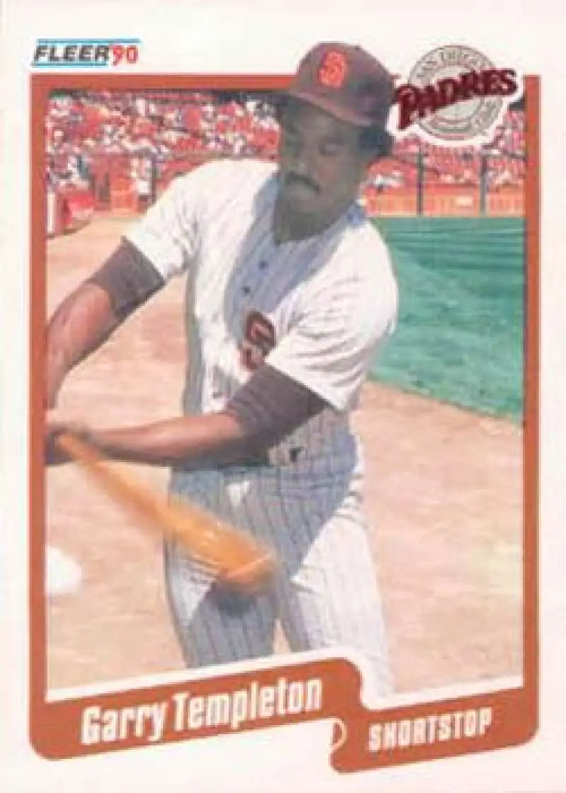 Garry Templeton at bat in white uniform on 1990 San Diego Padres baseball card