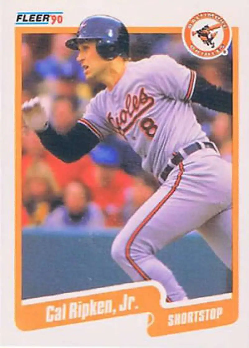 1990 Fleer Cal Ripken Jr. Baltimore Orioles Baseball Card in batting stance