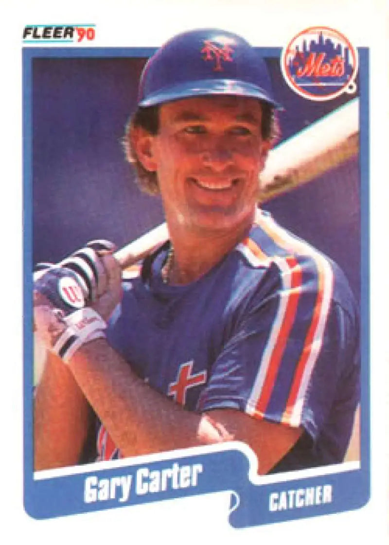 Gary Carter New York Mets Baseball Card in blue uniform holding a bat