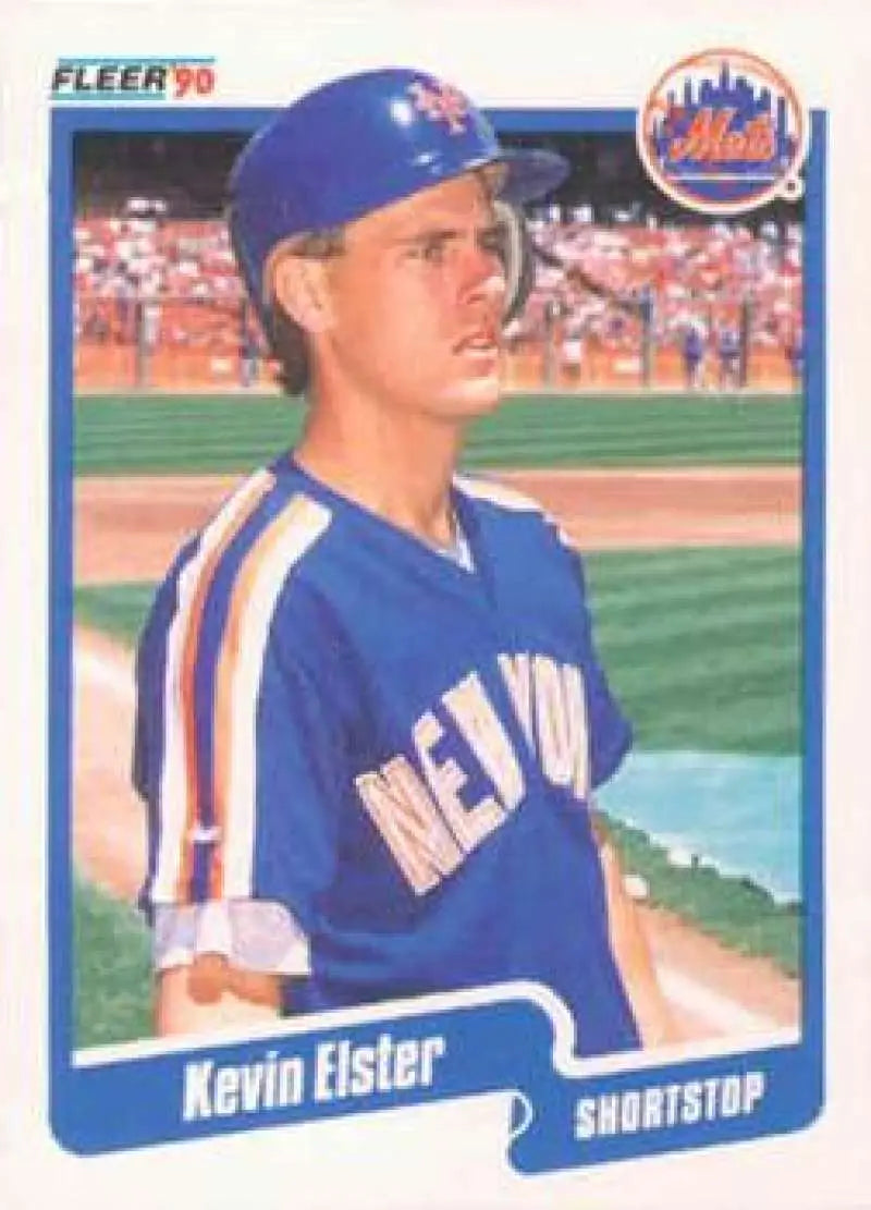 1990 Fleer Kevin Elster New York Mets Baseball Card in blue uniform