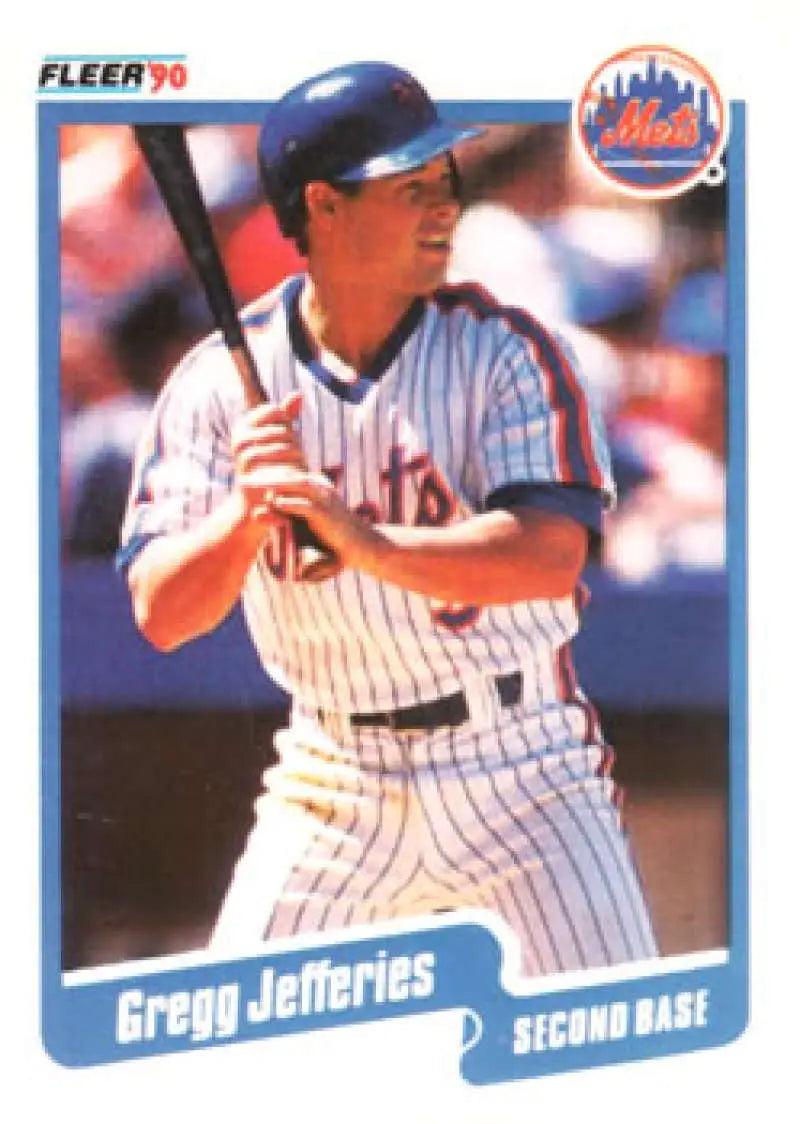 1990 Fleer Gregg Jefferies New York Mets baseball card featuring player at bat