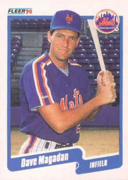 Dave Magadan New York Mets baseball card in blue uniform holding bat