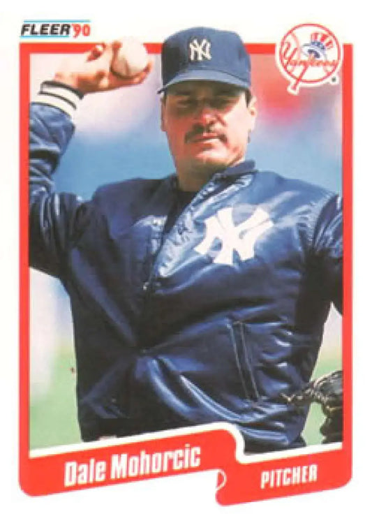 1990 Fleer baseball card of Dale Mohorcic in New York Yankees jacket