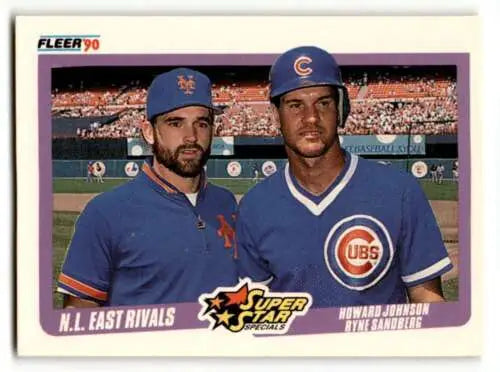 Baseball card featuring Howard Johnson and Ryne Sandberg with original gloss finish