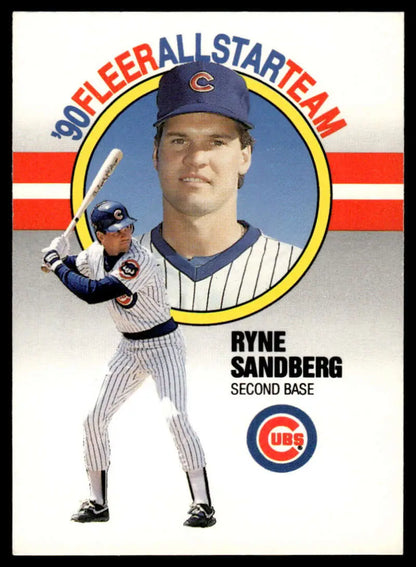 Ryne Sandberg Chicago Cubs Baseball Card in batting stance and portrait views