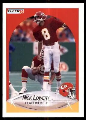 Nick Lowery Kansas City Chiefs 1990 Fleer trading card displayed text-align center