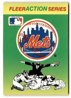 Fleer Action Series baseball card featuring New York Mets Action stickers for collectors