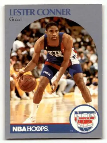 1990 Hoops #195 Lester Conner New Jersey Nets basketball card with original gloss finish