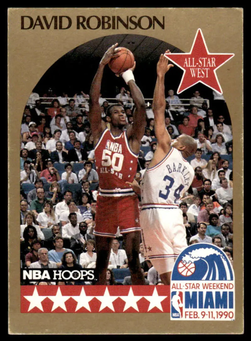 Vintage NBA Hoops 1990 All-Star David Robinson San Antonio Spurs Basketball Card