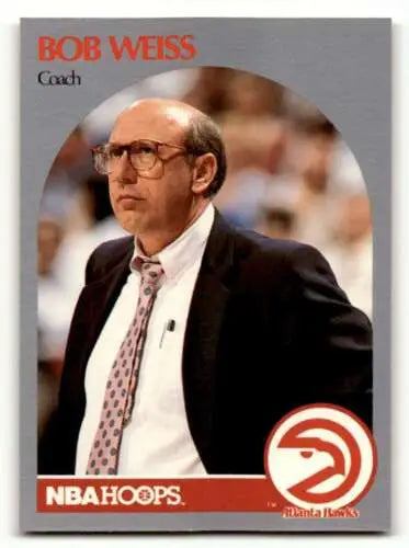 Bob Weiss Atlanta Hawks basketball card 1990 Hoops #305 original gloss NM condition