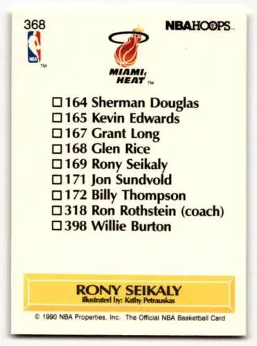 1990 Hoops #368 Rony Seikaly Miami Heat basketball card in original gloss condition