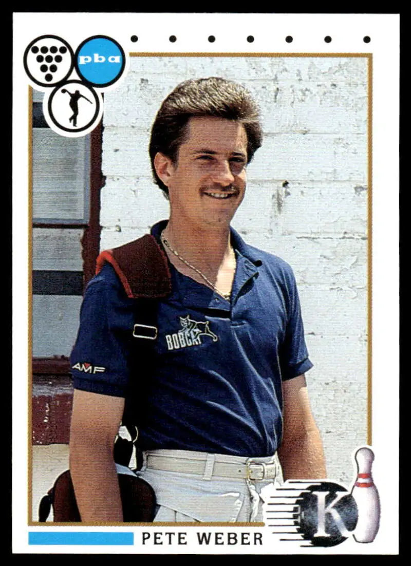 Professional bowler Pete Weber in navy polo featured on PBA Bowling Card