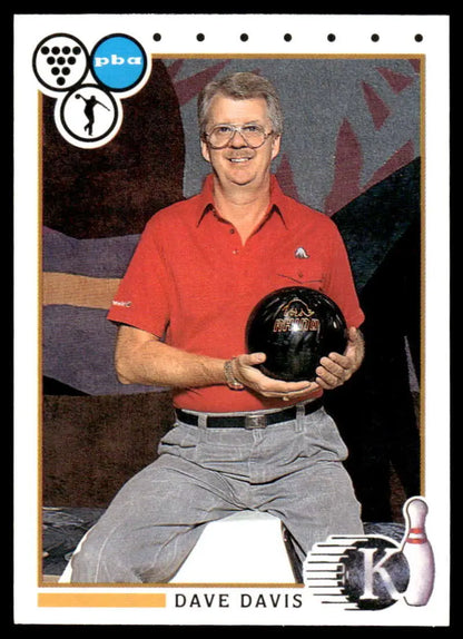 Dave Davis in red polo shirt holding bowling ball for PBA Bowling Card