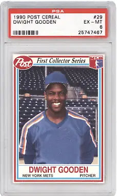 Graded 1990 Post Cereal Dwight Gooden Baseball Card PSA 6 featuring Cereal Dwight Gooden