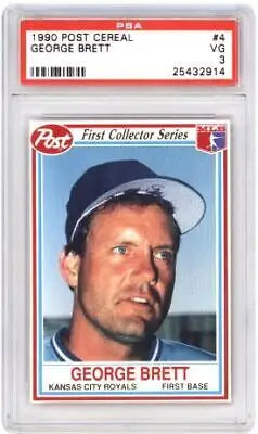 Graded 1990 Post Cereal George Brett #4 Baseball Card PSA 3 for collectors