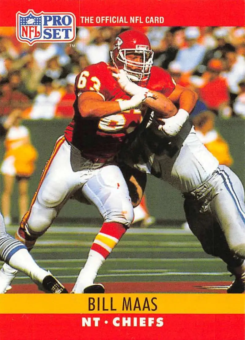 NFL Pro Set trading card of Kansas City Chiefs player Bill Maas in red and white uniform