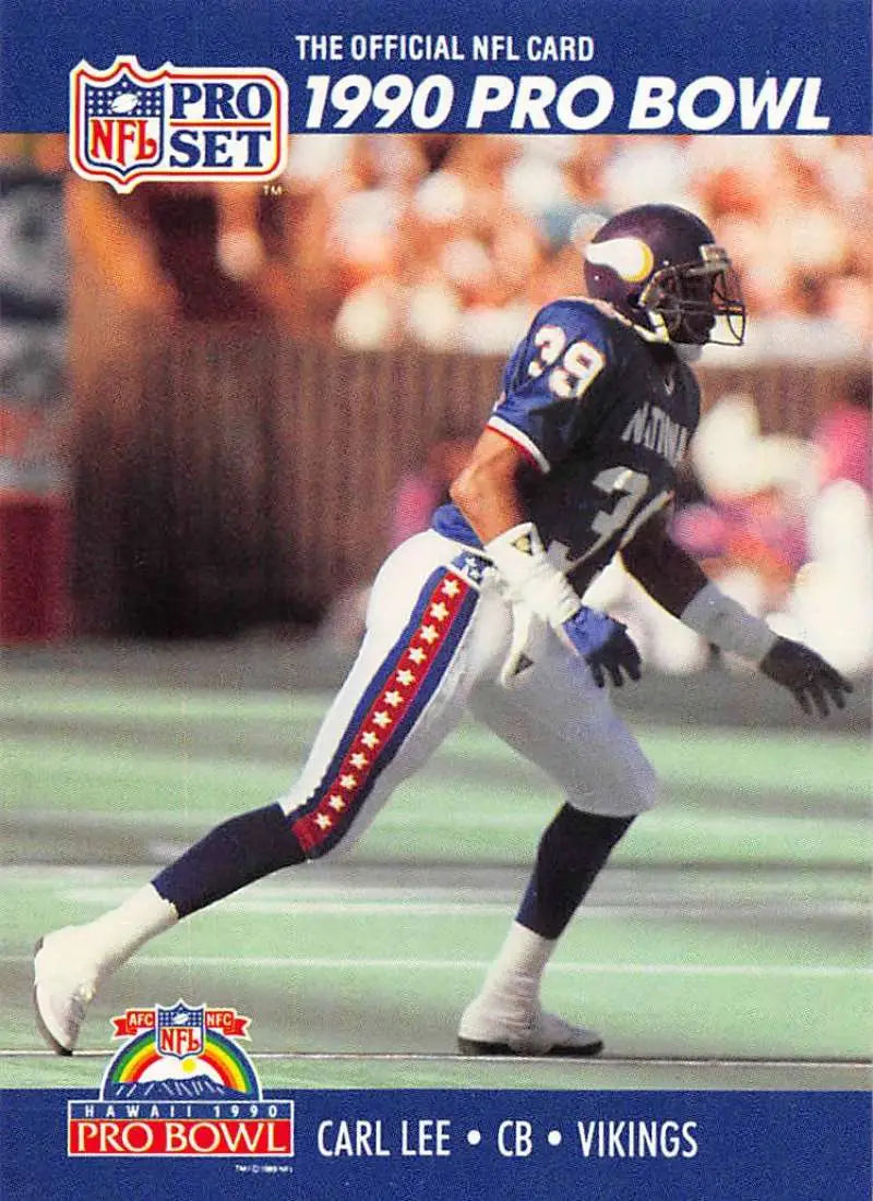 1990 Pro Set #399 Carl Lee Minnesota Vikings football card featuring player number 39