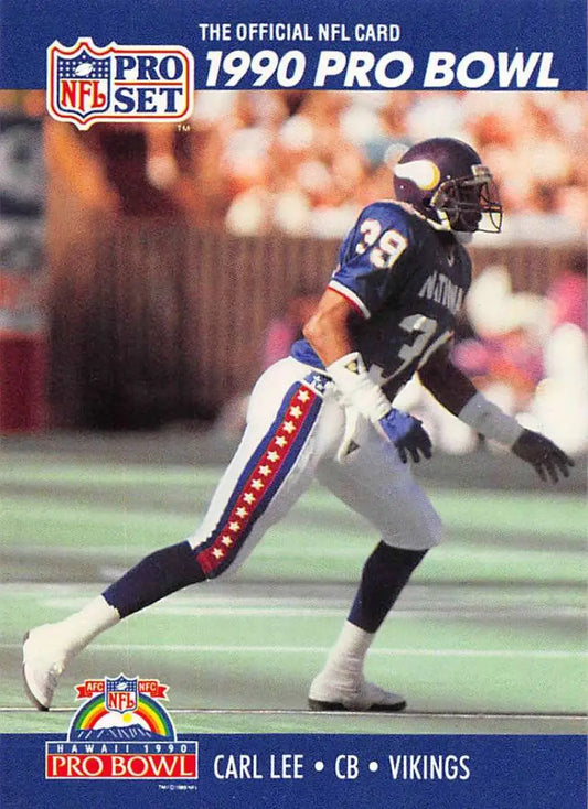 1990 Pro Set #399 Carl Lee Minnesota Vikings football card featuring player number 39