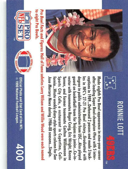 Football trading card of Ronnie Lott, San Francisco 49ers player, 1990 Pro Set #400