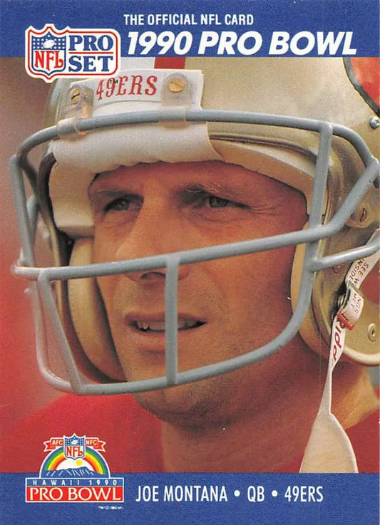 1990 Pro Set Joe Montana Football Card, San Francisco 49ers quarterback with helmet