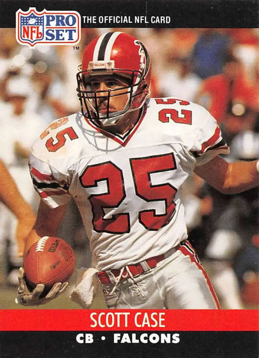 NFL Pro Set trading card of Scott Case, Atlanta Falcons player #25 running with football