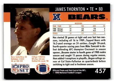 James Thornton trading card from the 1990 Pro Set #457 series