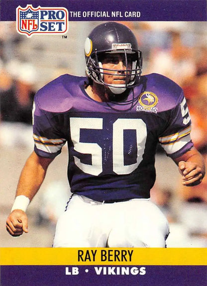 NFL Pro Set trading card of Ray Berry, Minnesota Vikings linebacker in jersey number 50