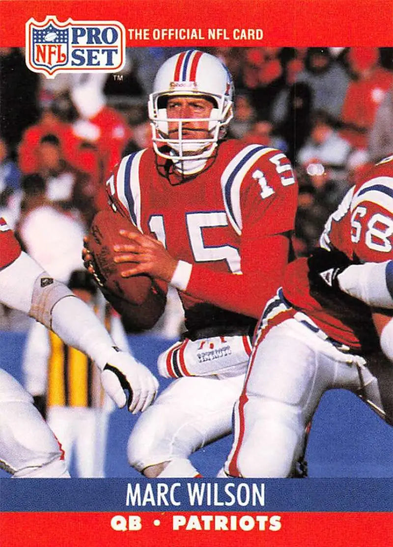 New England Patriots quarterback Marc Wilson in red and white uniform during gameplay