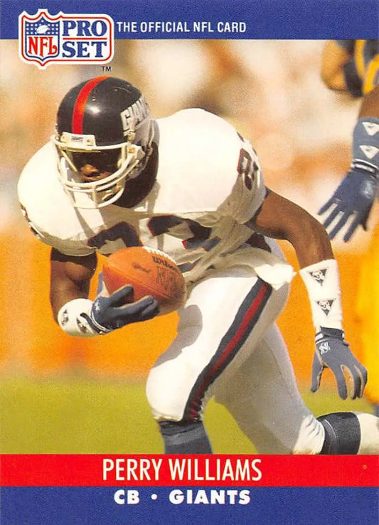 NFL Pro Set trading card of Perry Williams, New York Giants running back in action